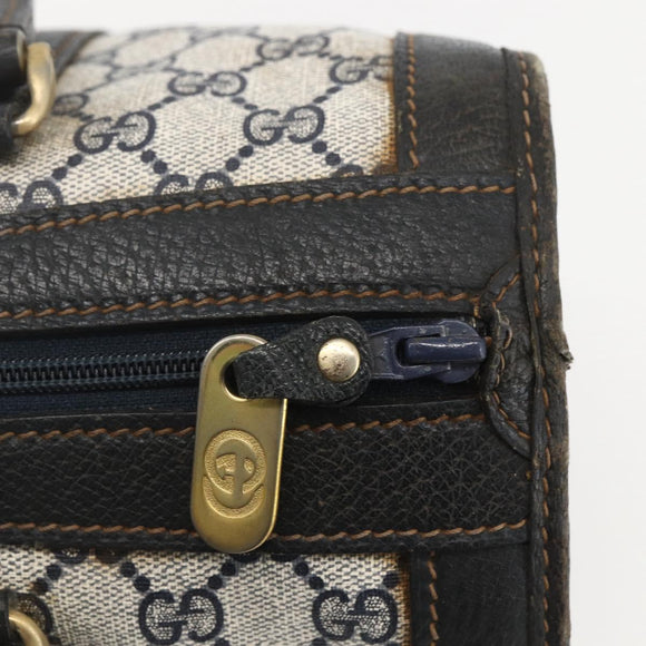 GUCCI GG Supreme Hand Bag PVC Navy Gold Auth ka1142