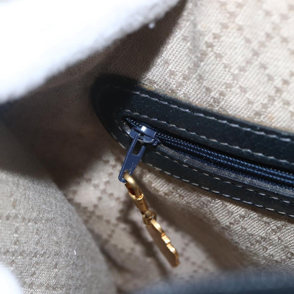 GUCCI GG Supreme Hand Bag PVC Navy Gold Auth ka1142
