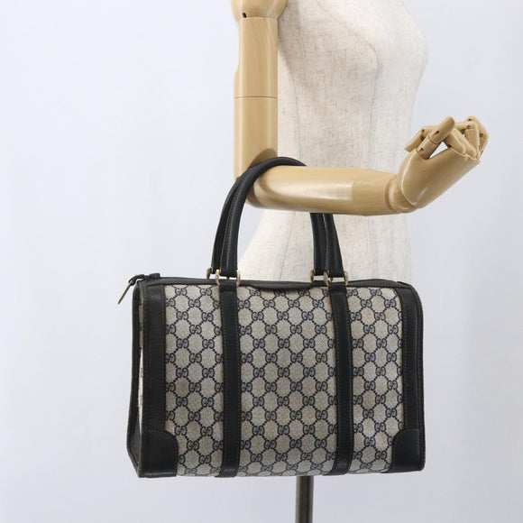 GUCCI GG Supreme Hand Bag PVC Navy Gold Auth ka1142