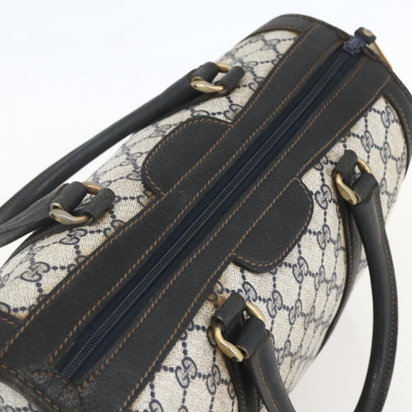 GUCCI GG Supreme Hand Bag PVC Navy Gold Auth ka1142