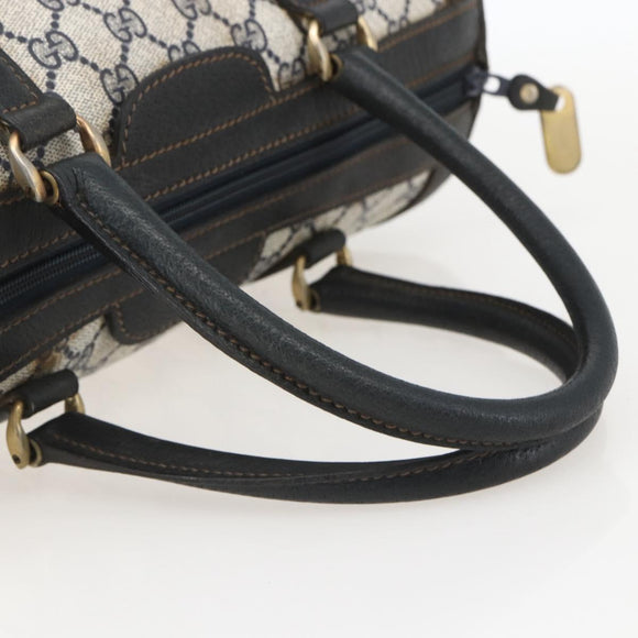 GUCCI GG Supreme Hand Bag PVC Navy Gold Auth ka1142