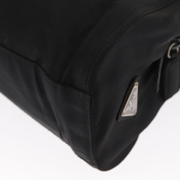 PRADA Hand Bag Nylon Black Silver Auth ka1143