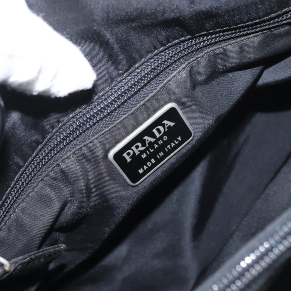 PRADA Hand Bag Nylon Black Silver Auth ka1143