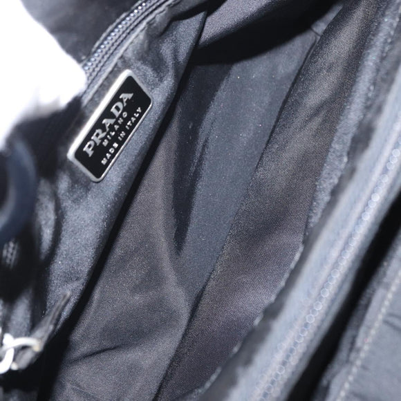 PRADA Hand Bag Nylon Black Silver Auth ka1143