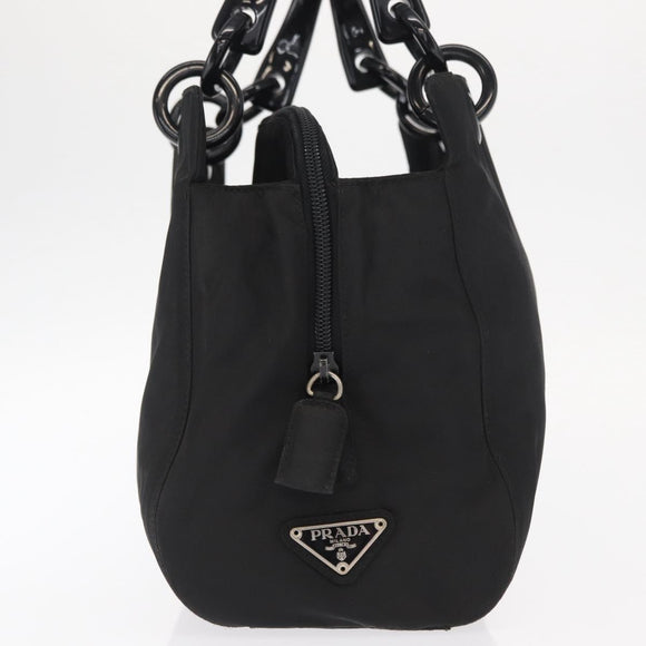 PRADA Hand Bag Nylon Black Silver Auth ka1143