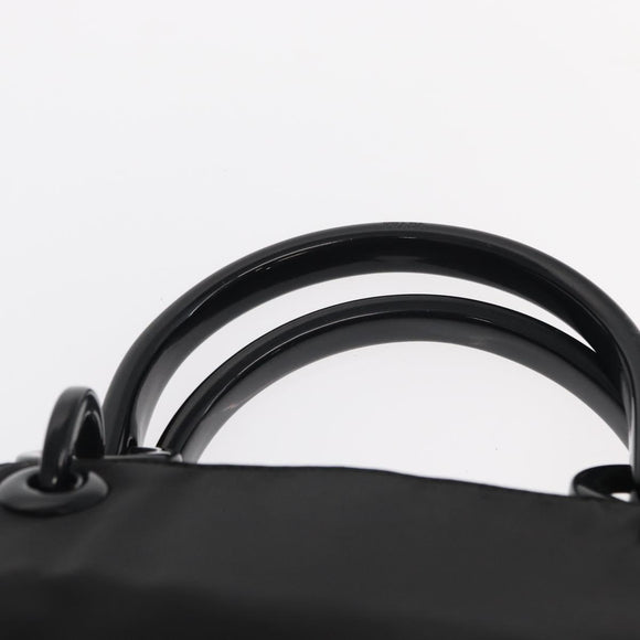PRADA Hand Bag Nylon Black Silver Auth ka1143
