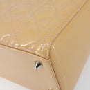 Christian Dior Lady Dior Canage Hand Bag Patent 2way Beige Silver Auth ka1144-12