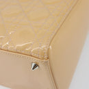 Christian Dior Lady Dior Canage Hand Bag Patent 2way Beige Silver Auth ka1144-14