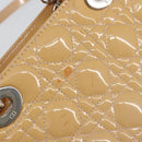 Christian Dior Lady Dior Canage Hand Bag Patent 2way Beige Silver Auth ka1144-16