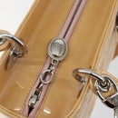 Christian Dior Lady Dior Canage Hand Bag Patent 2way Beige Silver Auth ka1144-18