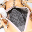Christian Dior Lady Dior Canage Hand Bag Patent 2way Beige Silver Auth ka1144-21