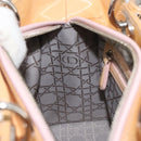 Christian Dior Lady Dior Canage Hand Bag Patent 2way Beige Silver Auth ka1144-22