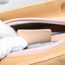 Christian Dior Lady Dior Canage Hand Bag Patent 2way Beige Silver Auth ka1144-25