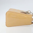 Christian Dior Lady Dior Canage Hand Bag Patent 2way Beige Silver Auth ka1144-4