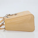 Christian Dior Lady Dior Canage Hand Bag Patent 2way Beige Silver Auth ka1144-5