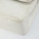 CHANEL V Stitch Double Flap Chain Shoulder Bag Leather White Gold CC Auth ka1147-8