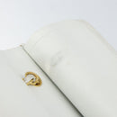 CHANEL V Stitch Double Flap Chain Shoulder Bag Leather White Gold CC Auth ka1147-10