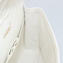 CHANEL V Stitch Double Flap Chain Shoulder Bag Leather White Gold CC Auth ka1147-21