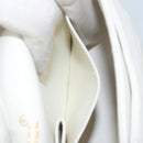 CHANEL V Stitch Double Flap Chain Shoulder Bag Leather White Gold CC Auth ka1147-23