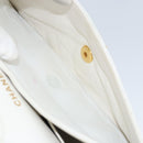 CHANEL V Stitch Double Flap Chain Shoulder Bag Leather White Gold CC Auth ka1147-24