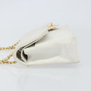 CHANEL V Stitch Double Flap Chain Shoulder Bag Leather White Gold CC Auth ka1147-4