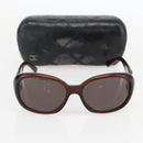 CHANEL Camelia Sunglasses plastic Brown CC Auth ka1148-11