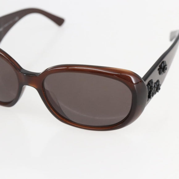 CHANEL Camelia Sunglasses plastic Brown CC Auth ka1148