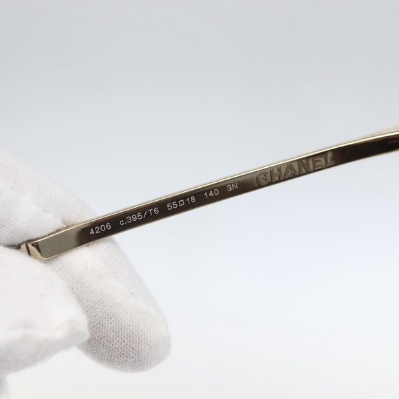 CHANEL Sunglasses metal Gold Tone CC Auth ka1149