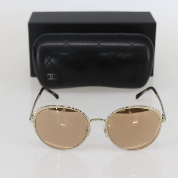 CHANEL Sunglasses metal Gold Tone CC Auth ka1149