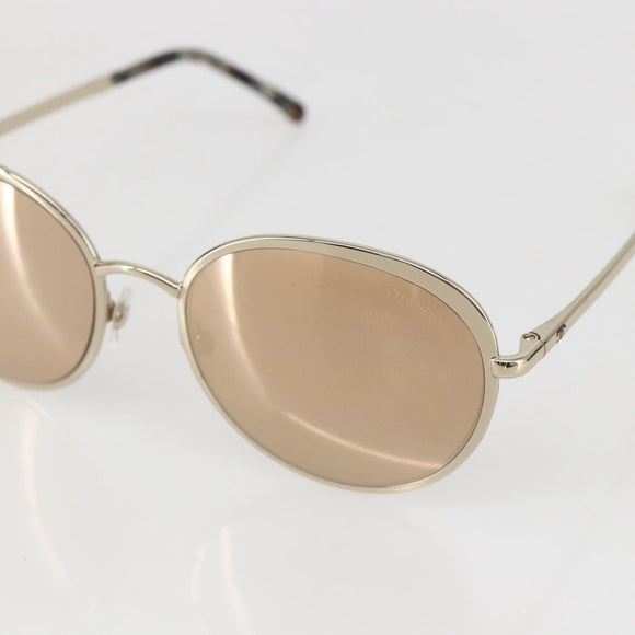 CHANEL Sunglasses metal Gold Tone CC Auth ka1149