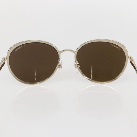 CHANEL Sunglasses metal Gold Tone CC Auth ka1149