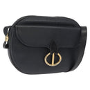 Christian Dior Shoulder Bag Leather Navy Gold Auth ka1151-1
