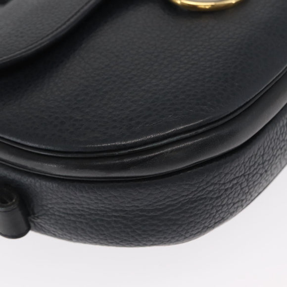 Christian Dior Umhängetasche Leder Navy Gold Auth ka1151