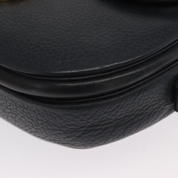 Christian Dior Umhängetasche Leder Navy Gold Auth ka1151