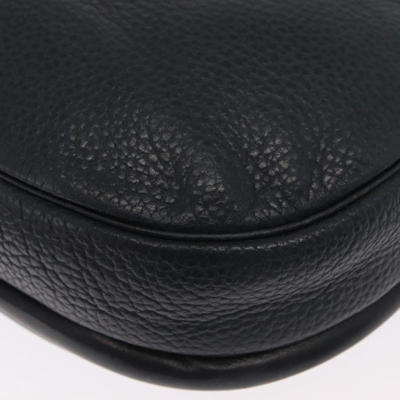 Christian Dior Shoulder Bag Leather Navy Gold Auth ka1151