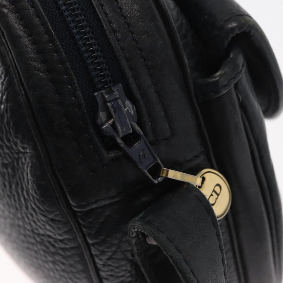 Christian Dior Shoulder Bag Leather Navy Gold Auth ka1151