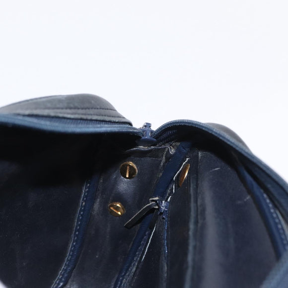 Christian Dior Shoulder Bag Leather Navy Gold Auth ka1151