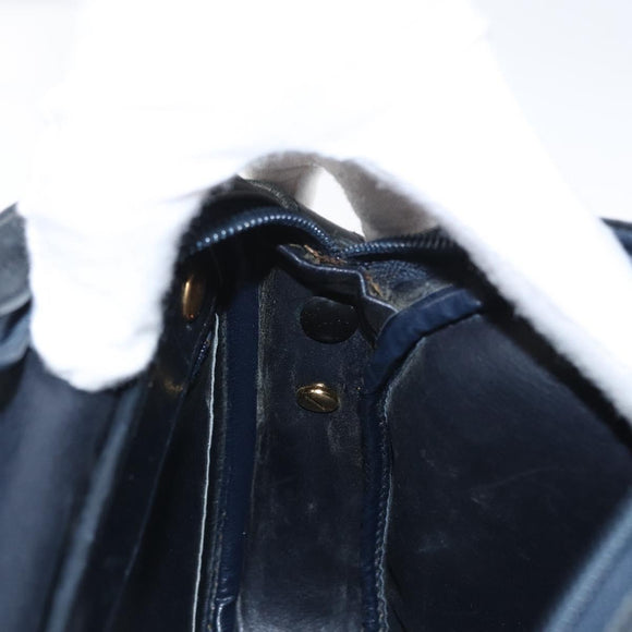 Christian Dior Shoulder Bag Leather Navy Gold Auth ka1151