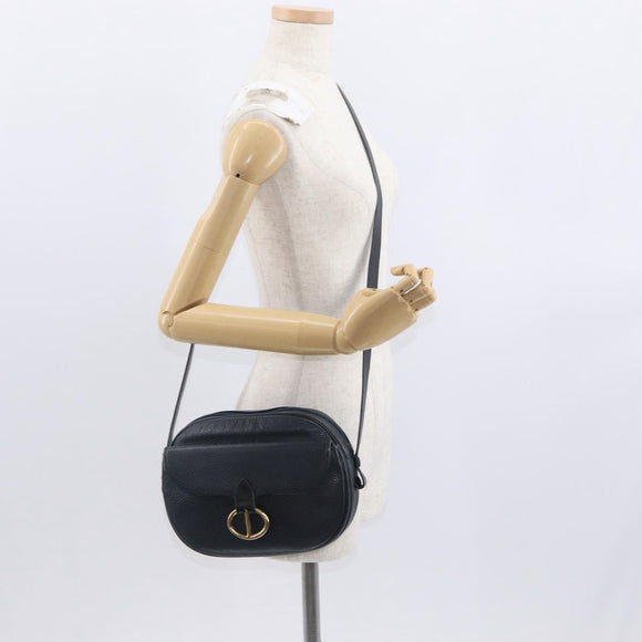 Christian Dior Umhängetasche Leder Navy Gold Auth ka1151