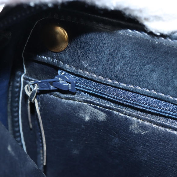 Christian Dior Umhängetasche Leder Navy Gold Auth ka1151