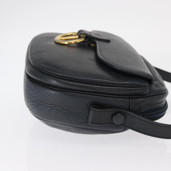 Christian Dior Umhängetasche Leder Navy Gold Auth ka1151