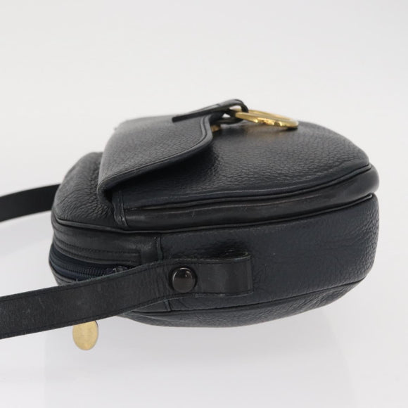 Christian Dior Umhängetasche Leder Navy Gold Auth ka1151