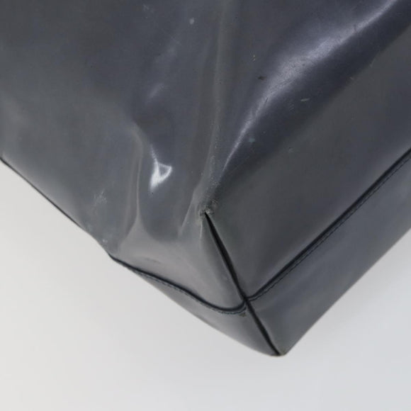 PRADA Tote Bag Patent leather Gray Silver Auth ka1152