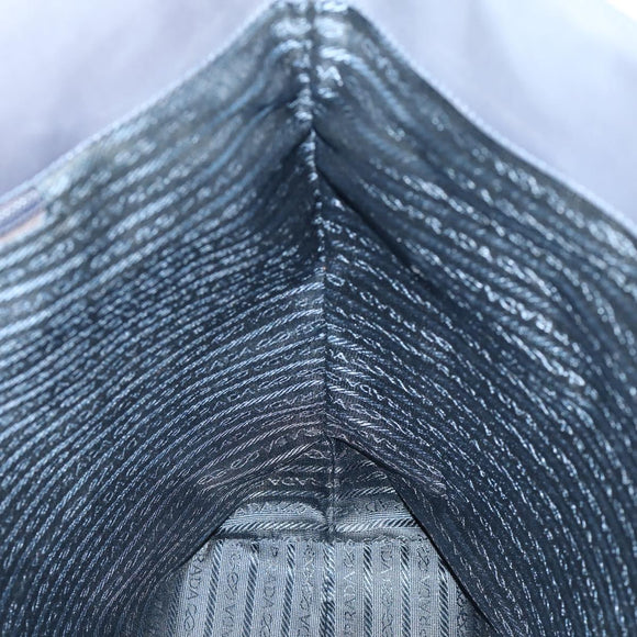 PRADA Tote Bag Patent leather Gray Silver Auth ka1152