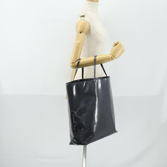 PRADA Tote Bag Patent leather Gray Silver Auth ka1152