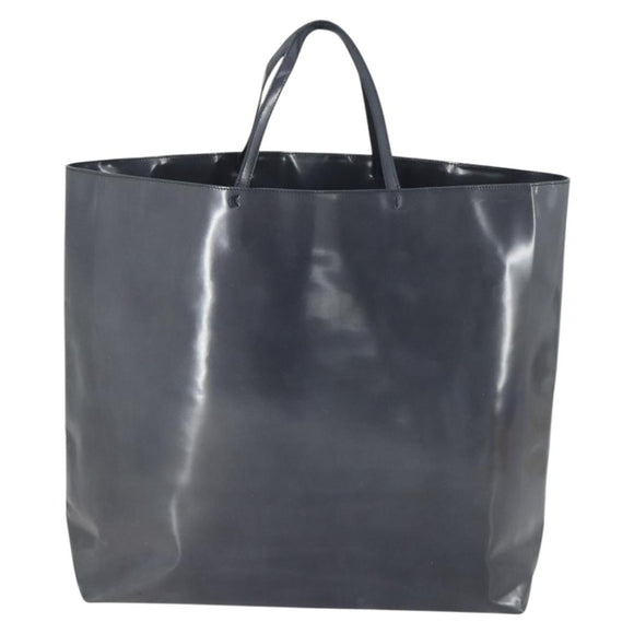 PRADA Tote Bag Patent leather Gray Silver Auth ka1152