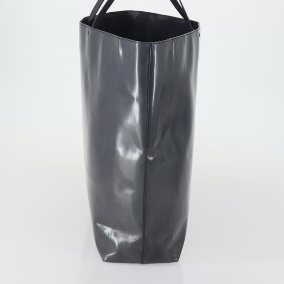PRADA Tote Bag Patent leather Gray Silver Auth ka1152