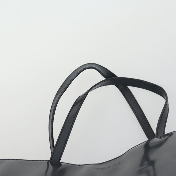 PRADA Tote Bag Patent leather Gray Silver Auth ka1152