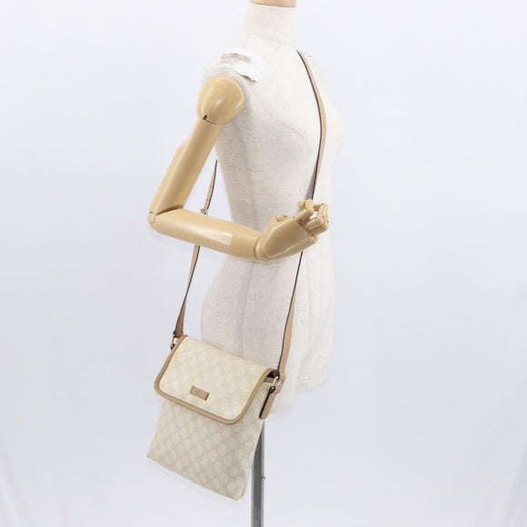 GUCCI GG Supreme Shoulder Bag PVC White Gold 223666 Auth ka1153