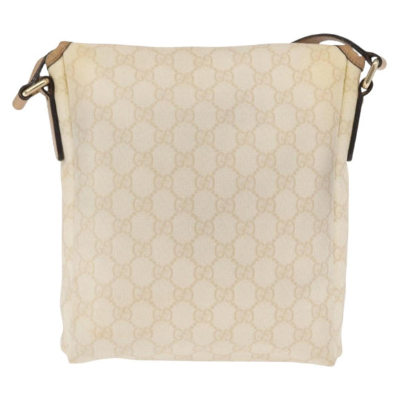 GUCCI GG Supreme Shoulder Bag PVC White Gold 223666 Auth ka1153
